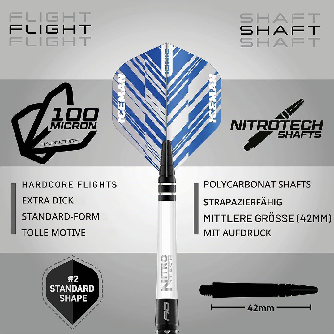 RED DRAGON Gerwyn Price Blue Ice SE - Tungsten Professional Darts Set with Flights and Nitrotech Sha