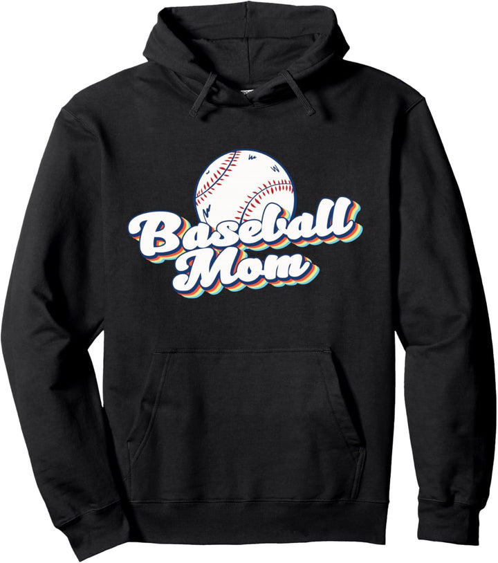 Baseball Mom Vintage Print Softball Mom Mothers Day Baseball Pullover Hoodie