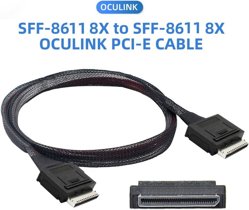 NFHK OCuLink PCIe PCI-Express SFF-8611 8X 8-Lane zu OCuLink SFF-8611 8X SSD Daten Aktiv Kabel 50cm,