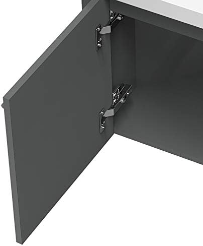 HAPAOSO Eckwaschbecken mit Unterschrank Gäste Wc Klein 40 cm Eckschrank Grau 1 Soft-Close Türen Häng
