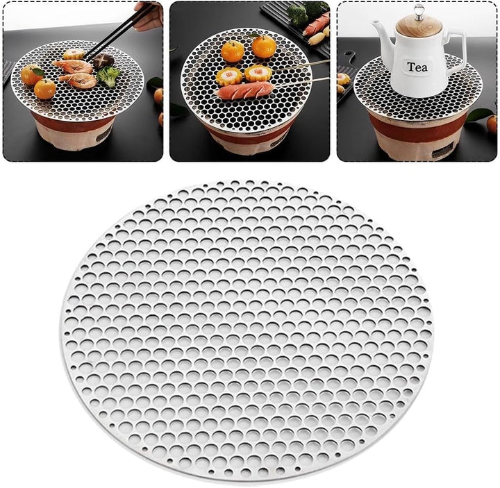 Runder Edelstahl-Grillrost, rundes Grillnetz, Drahtgeflecht, Gestell für Outdoor-Camping, Kochgeschi