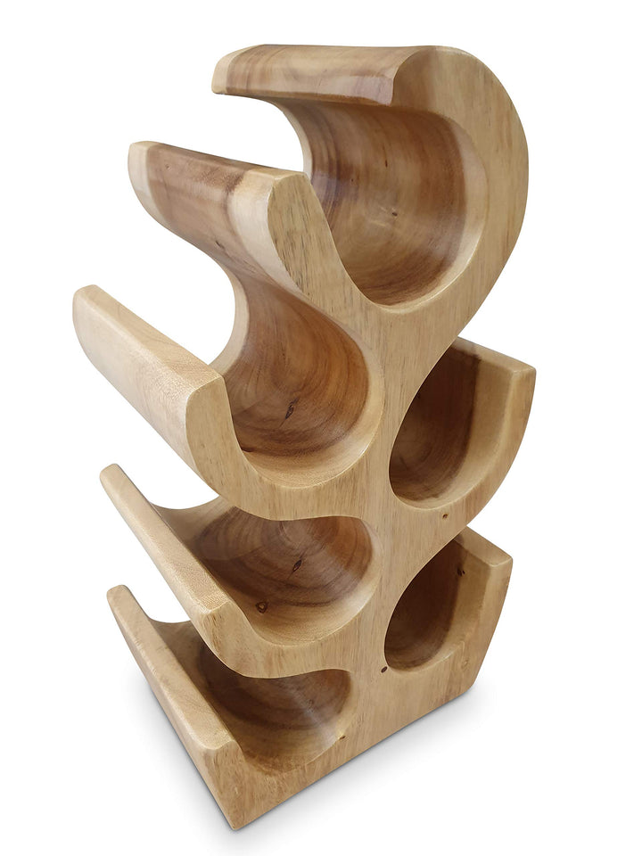 Kinaree Massivholz Weinregal für 6 Flaschen - 50cm freistehendes Flaschenregal in Baum Form aus eine