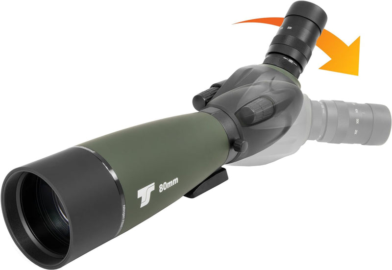 TS-Optics BW80Z Premium 20-60x80 Spektiv für Sportschützen Vogelbeobachtung mit Bereitschaftstasche