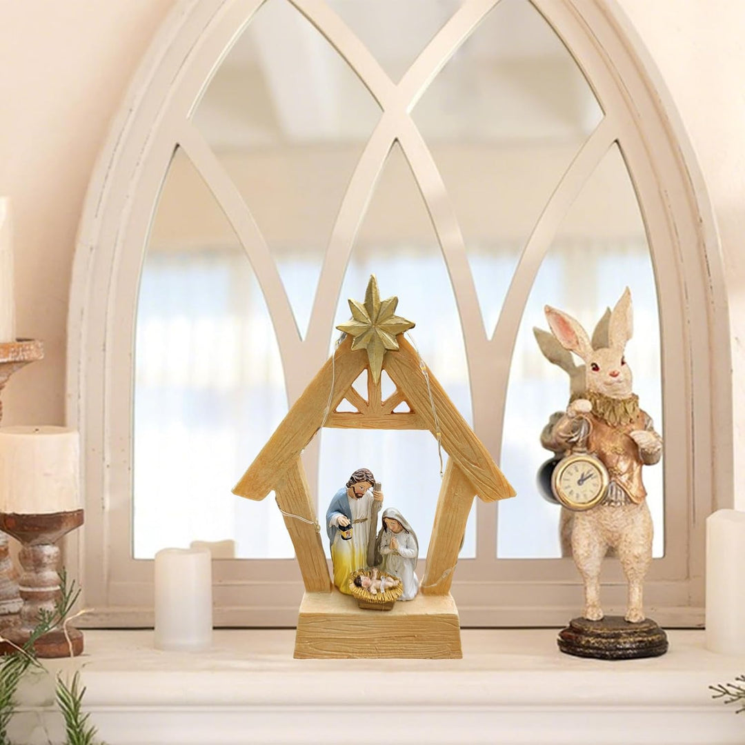 Krippenfiguren Set Weihnachtskrippe Mit Beleuchtung Weihnachtskrippen Indoor Tischkrippe mit Figuren