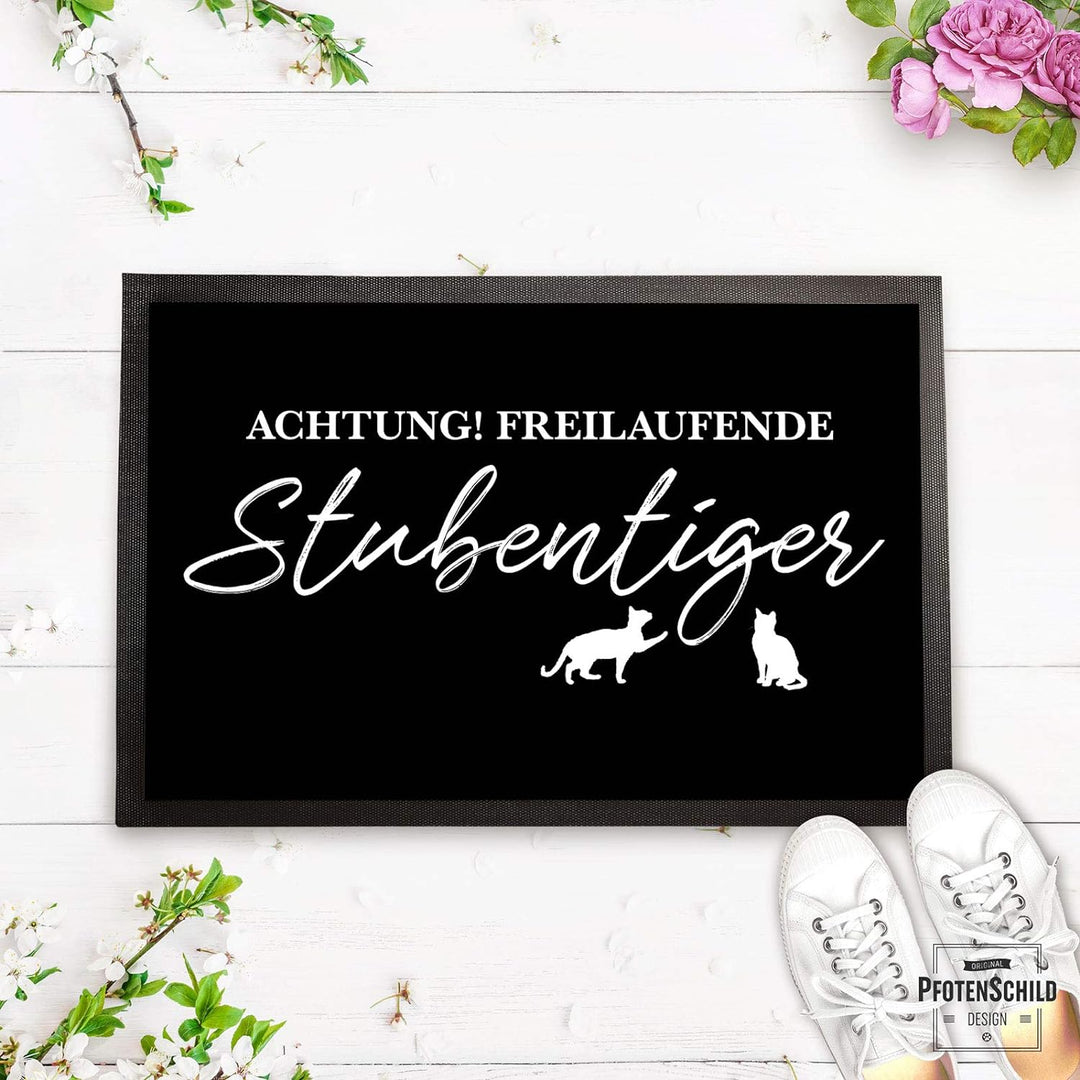 PfotenSchild Fussmatte mit lustigem Spruch - Stubentiger - 75 x 50 cm - Witziger Fussabtreter für Ka