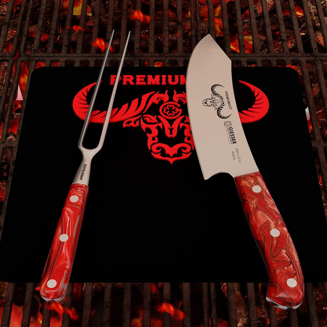 GIESSER seit 1776 - Made in Germany - PremiumCut, Red Diamond, Tranchier Set 2 teilig, Kochmesser 20
