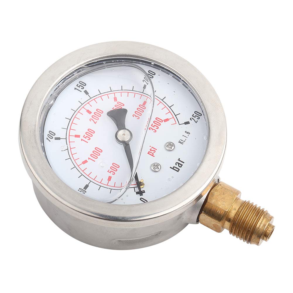Flüssigkeitsgefülltes hydraulisches Manometer 0-3750PSI 0-250 Bar Manometer, 2,5 "DIAL-Anzeige, G1/4