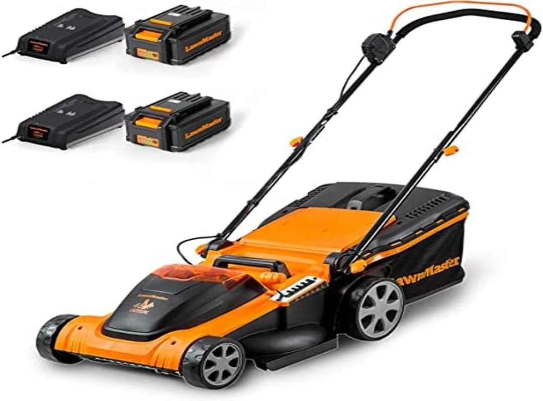 LawnMaster CLMF4841E Akku-Rasenmäher 48V Max 2x24V 4.0Ah Batterie, 41cm 450m² Mulchen 42L, 22-72mm 6