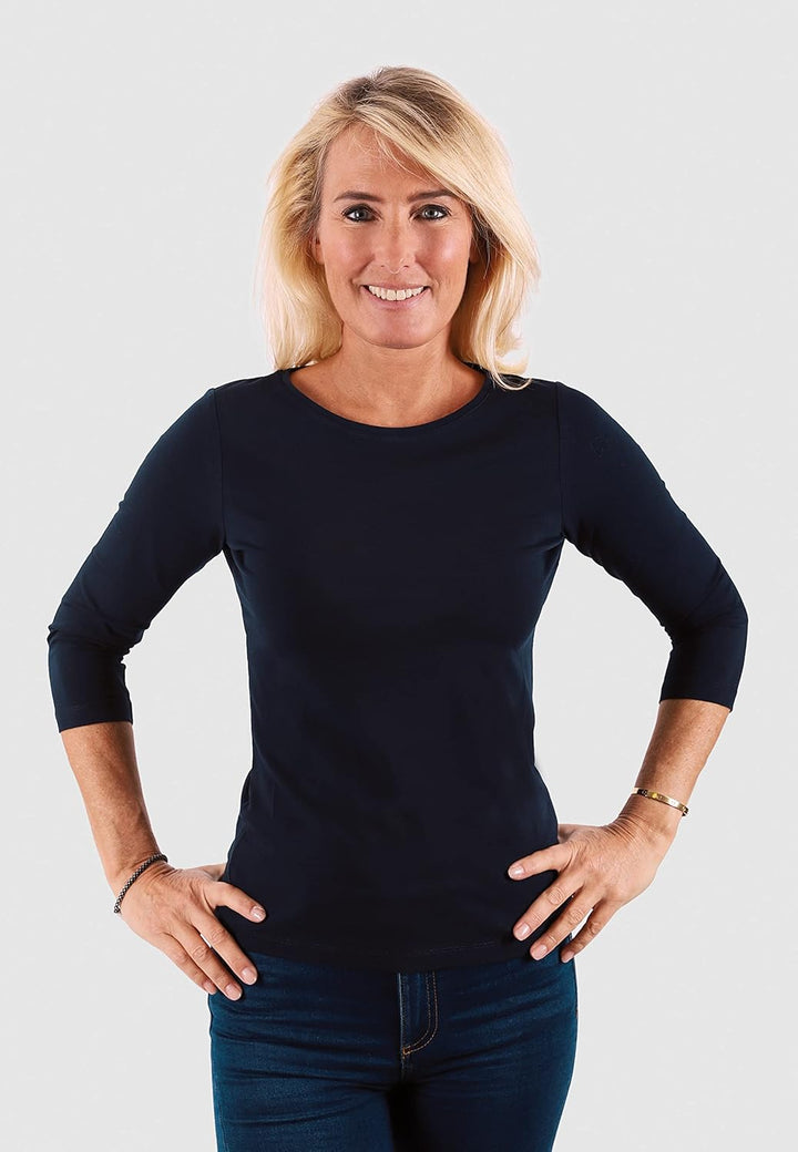 Silver Damen Basic Boat Neck Uboot U Boot Ausschnitt Boatneck 3/4 arm dreiviertelarm T-Shirt Obertei