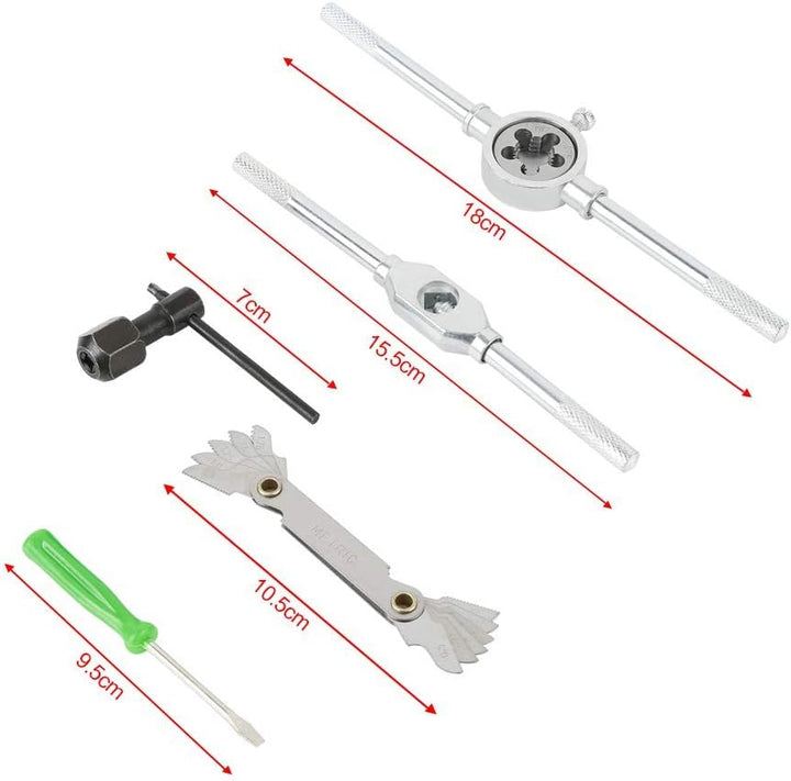 Gewindeschneider Set 40tlg, Profi Gewindebohrerset Feingewinde Gewindeschneidsatz Metrisch M3-M12 Ge