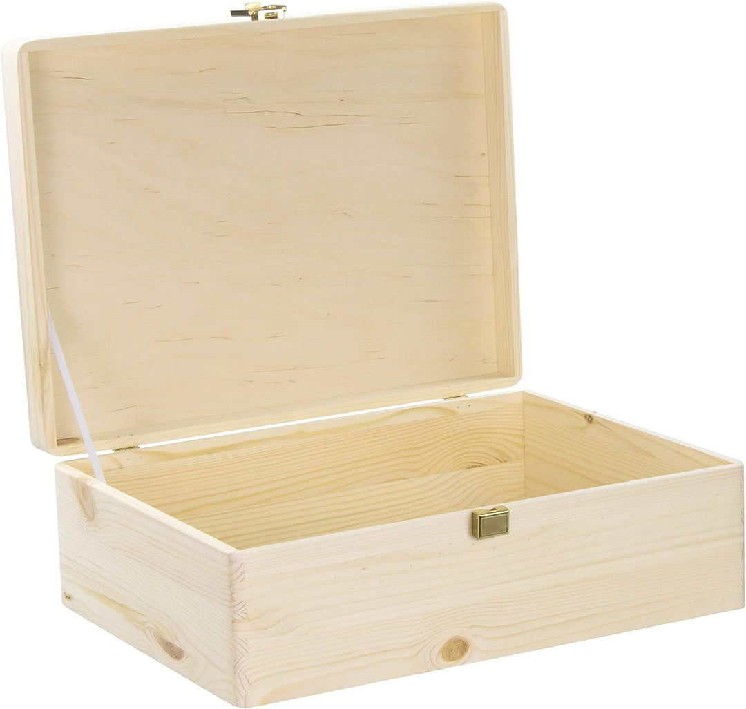 LAUBLUST Holzkiste mit Deckel &amp; Schloss - 40x30x14cm, Natur - Aufbewahrungskiste | Erinnerungsbox |