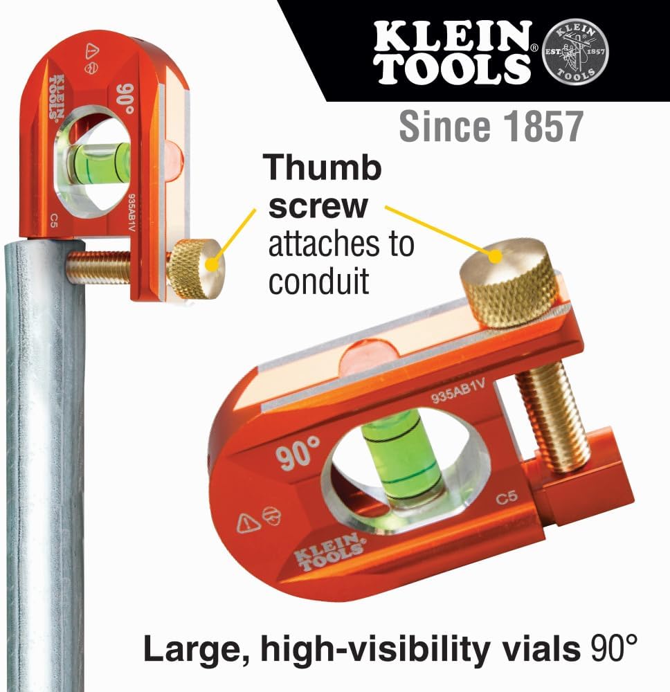 Klein Tools 935AB1V No-Dog Level, 6,3 cm Rohrbiegewaage, 1 Durchstechflasche, ACCU-BEND Level elimin