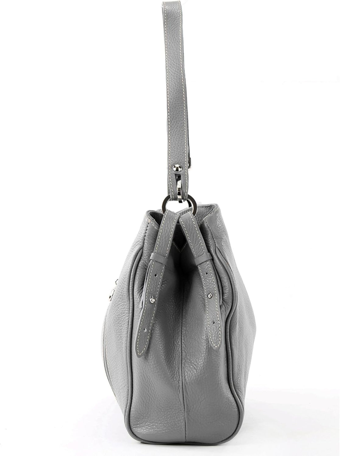 modamoda de - T119 - ital Schultertasche Umhängetasche aus Leder Telegrau, Telegrau