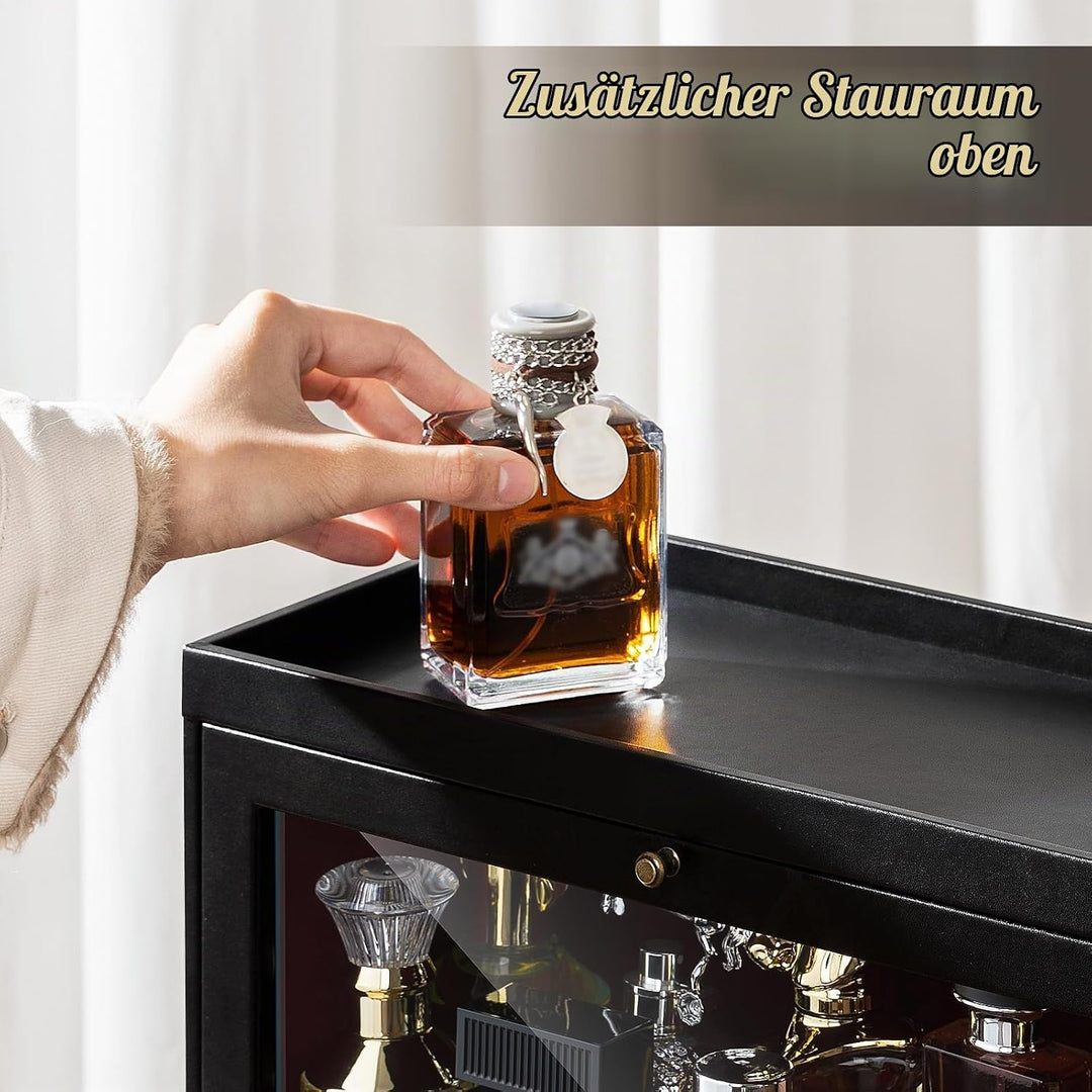 Parfüm Organizer, Leder Herren Parfüm Ständer mit Schublade, Parfüm Regal mit Transparent Sichtbarer
