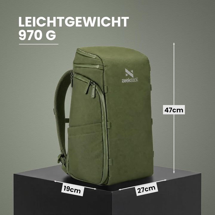 Zeeksack The Organizer - Rucksack Grün 20L - Wasserabweisender Reiserucksack mit Laptopfach, herausn