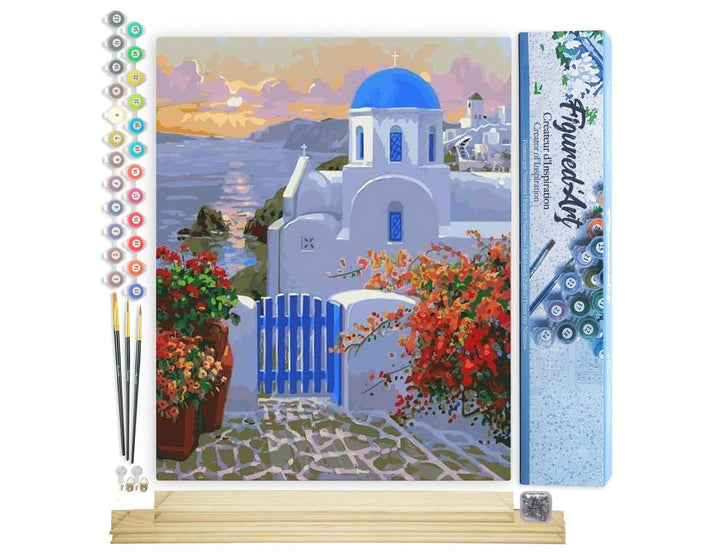 Figured'Art Malen Nach Zahlen Erwachsene Mit Rahmen Kleines griechisches Dorf - Paint by Numbers Bas