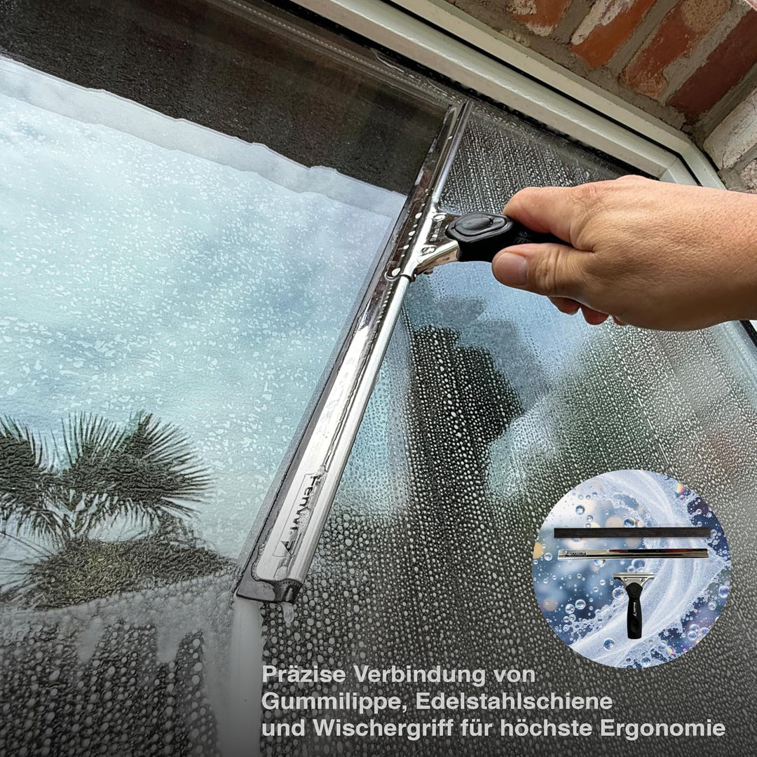 FenWi Fensterabzieher in 45cm Breite/Duschabzieher/breiter Abzieher mit Edelstahl-Abziehschiene für