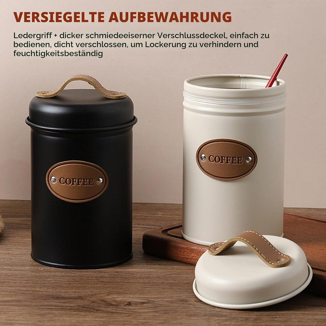 Kaffeedose 2er Set, 1200ml Luftdichte Kaffeebehälter, Kaffeebohnen Aufbewahrung und Kaffeepads Aufbe