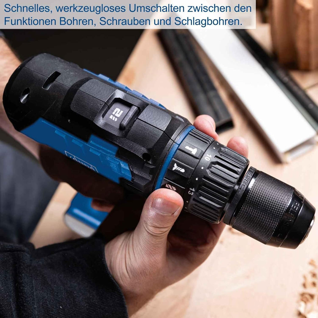 Scheppach Akku Schlagbohrschrauber C-CD45-X | Drehmoment 45Nm | Schnellspannbohrfutter 1,5-13mm | Dr