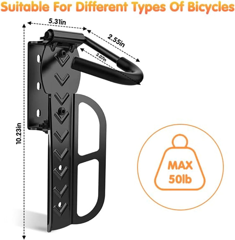 2 SäTze Fahrrad Wandhalterung, Fahrrad Wandhalterung Schwenkbar Fahrradhaken Garage Stander Haken Fa