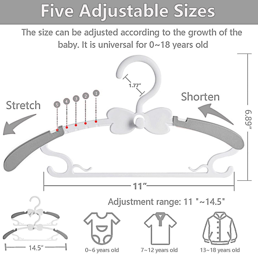 WJWSKI Kleiderbügel Kinder，50 Stück 29-37CM Mitwachsende Kinderkleiderbügel Stapelbare Baby Kleiderb