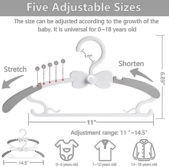 WJWSKI Kleiderbügel Kinder，50 Stück 29-37CM Mitwachsende Kinderkleiderbügel Stapelbare Baby Kleiderb
