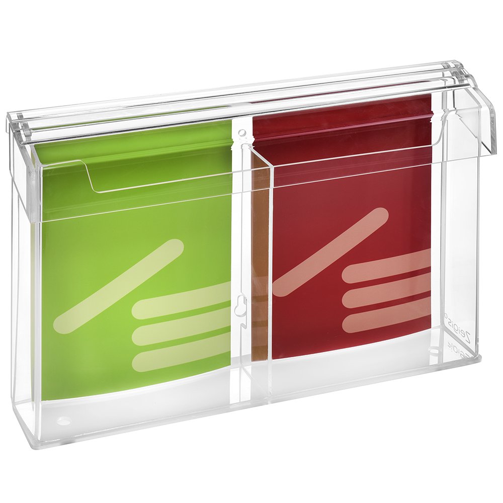 2-Fach DIN A5 Prospektbox/Prospekthalter/Flyerhalter im Hochformat, wetterfest, für Aussen, mit Deck