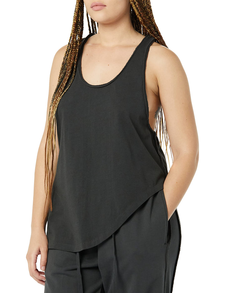 Jersey-Tanktop für alle Geschlechter, Geschwungener Saum 3 Schwarz Geschmirgelt, 3 Schwarz Geschmirg