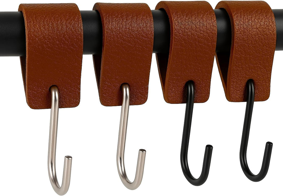 Brute Strength - S Haken Mit Lederschlaufe - Cognac - 24X - 12,5 x 2,5 cm - Kleiderhaken Garderobenh