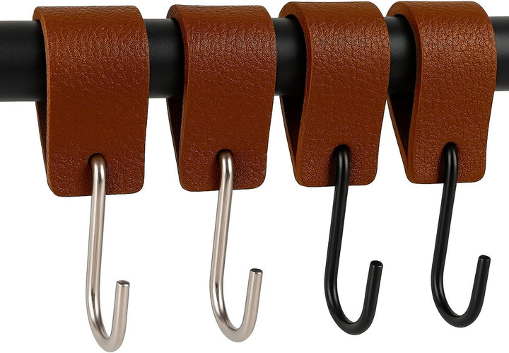 Brute Strength - S Haken Mit Lederschlaufe - Cognac - 24X - 12,5 x 2,5 cm - Kleiderhaken Garderobenh