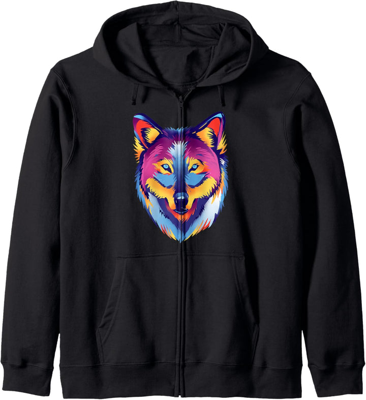 Farbenfroher Wolf Wildlife Kapuzenjacke