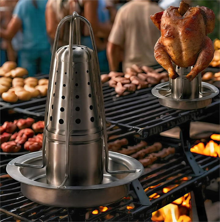 AMOZO Hähnchenbräter - Das Neue Edelstahl Hähnchenhalter - Bierdose Hähnchengriller - Geflügelbräter