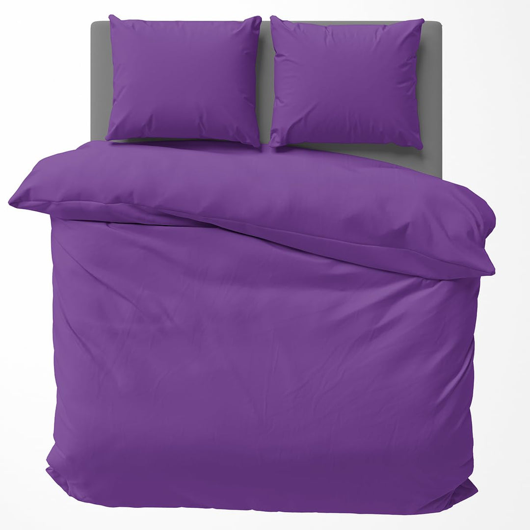 Visaggio Baumwolle Bettwäsche 220x240 cm Einfarbige Bettbezug Garnitur Schlafzimmer Set Lila 240 x 2