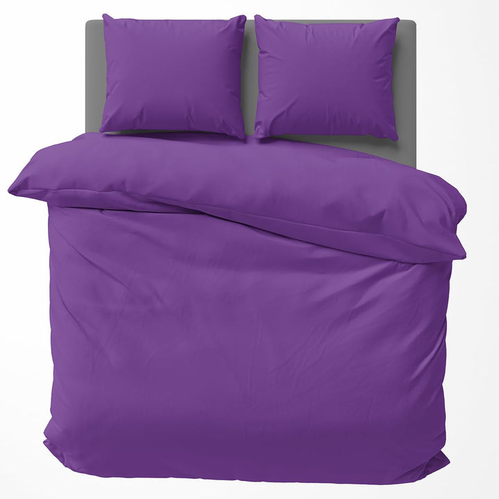 Visaggio Baumwolle Bettwäsche 220x240 cm Einfarbige Bettbezug Garnitur Schlafzimmer Set Lila 240 x 2