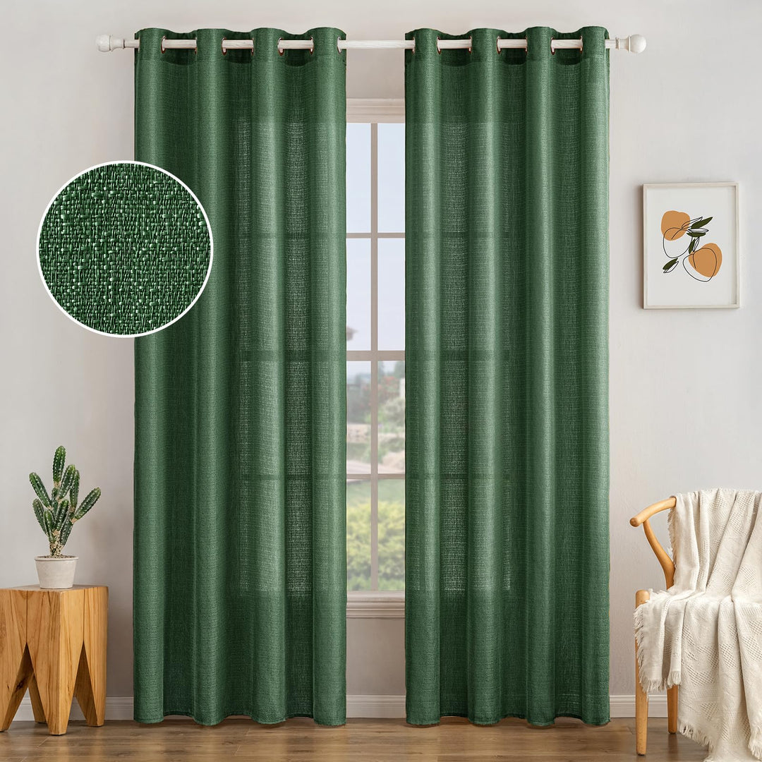 MIULEE 2er Set Voile Vorhang Sheer Leinenvorhang mit Ösen Transparente Unregelmässige Textur Gardine