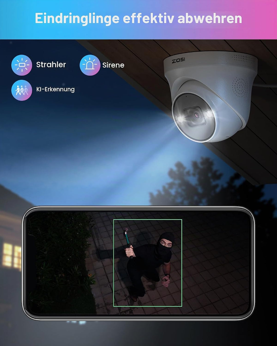 ZOSI 4K Outdoor Surveillance Camera Set, 8X 8MP PoE Outdoor Camera with Person Detection, 4TB HDD NV