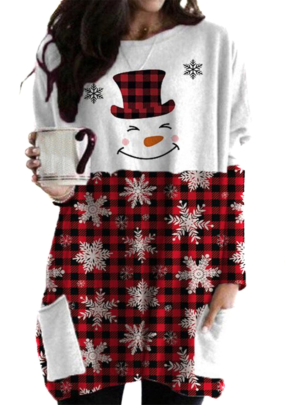 OMZIN Damen Weihnachten Sweatshirt Langarmshirt Weihnachtspullover mit Komisch gedruckt Xmas Outfit