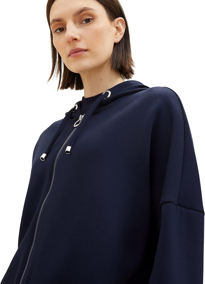 TOM TAILOR Damen Sweatjacke mit Kapuze XL 10668 - Sky Captain Blue, XL 10668 - Sky Captain Blue