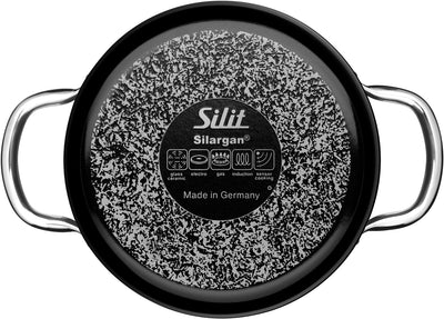 Silit Passion Black Kochtopf gross 24cm, Glasdeckel, Bratentopf Induktion 4,4l, Silargan Funktionske