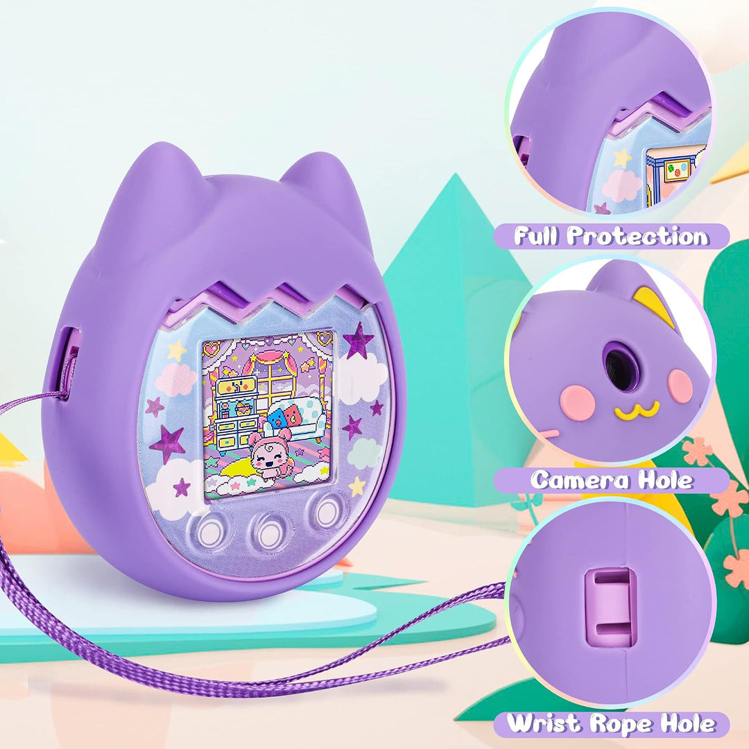 Silikon Hülle und Hartschalenkoffer kompatibel mit Tamagotchi Pix Virtuelles Haustierspielzeug, Schu