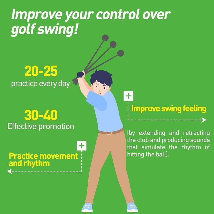HH-Golf Rhythm Click Sound Teleskop Warm Up Golf Swing Trainer, Korrekturieren Gesturer Trainingshil