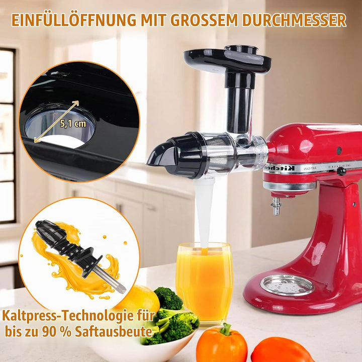 Kauender Entsafter Aufsatz, Kompatibel mit Kitchen Aid Standmixern, Kaltpressen Entsafter Aufsatz mi
