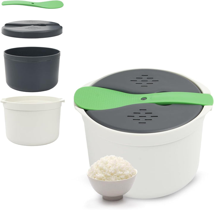 Mikrowellen Gedämpfter Reiskocher, 2L Dampfgarer Mikrowelle, Mikrowellen-Reis- und Nudelkocher, Damp