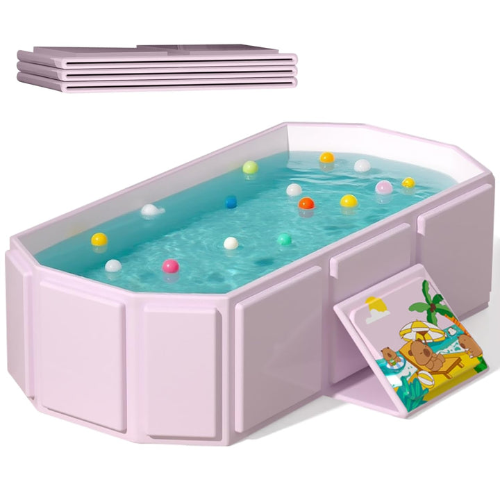 Tragbare faltbare Babybadewanne, 75 x 45 x 24 cm (L x B x H), geeignet für 0-6 Jahre, Rosa/Mintgrün
