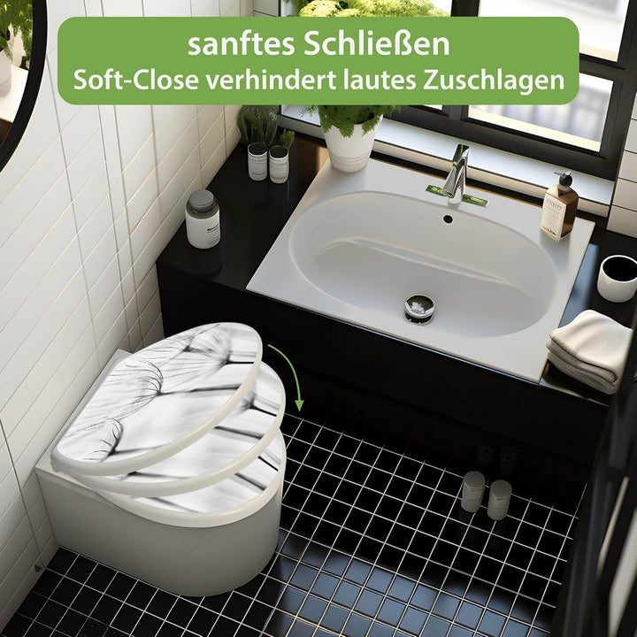 banjado Toilettendeckel mit Absenkautomatik 44,5x37cm - Soft Close Toilettensitz - WC Sitz mit Absen