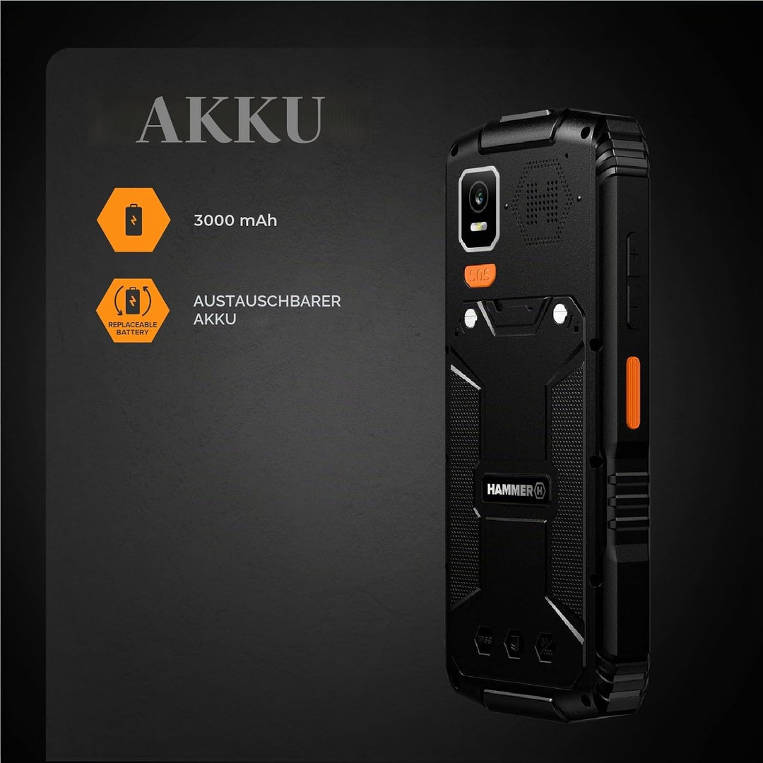 Hammer H Horizon LTE Outdoor Handy ohne Vertrag, 3000mAh Akku, 64 GB, 2,8" IPS Display, grosse Taste