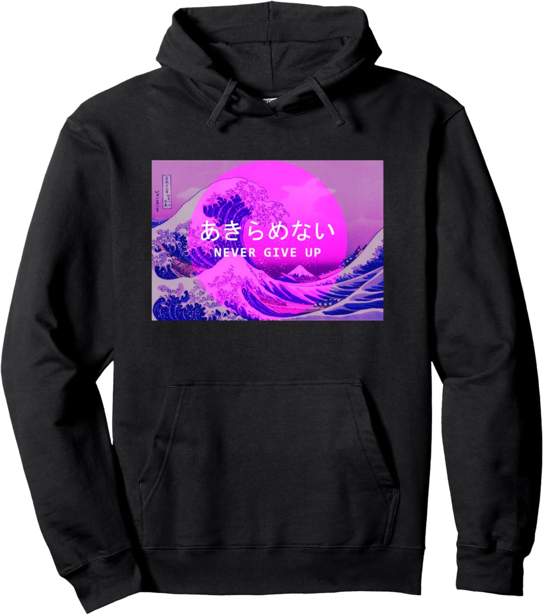 Vaporwave ästhetik Kanji Japanische Grosse Welle Great Wave Pullover Hoodie