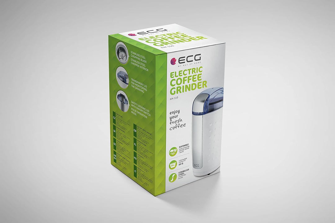 ECG KM 110 Elektrische Kaffeemühle, Geeignet zum Mahlen von Kaffeebohnen/Nüssen, Schneidemesser aus