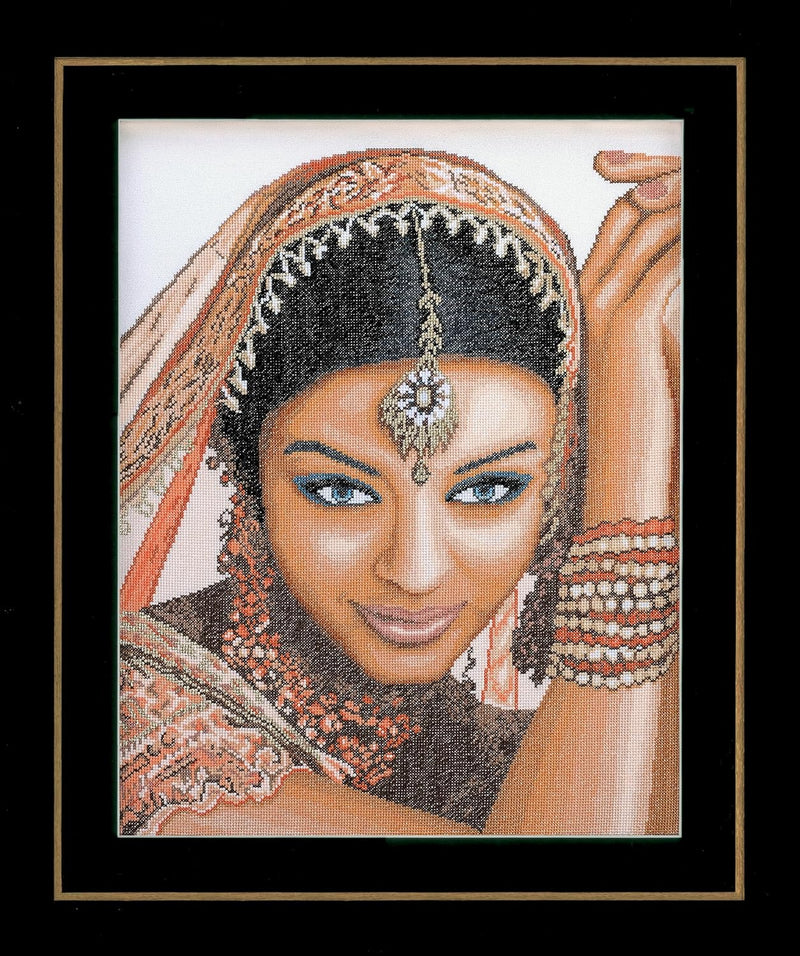 Lanarte Zählmusterpackung Indische Frau Kreuzstichpackung, Baumwolle, Mehrfarbig, 39 x 49 x 0.3 cm