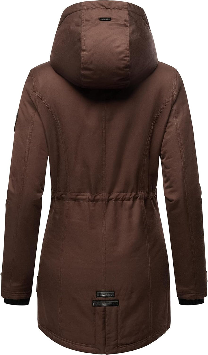 Navahoo Damen warmer Winter Kurzmantel Avrille II XS-XXL M Dark Choco, M Dark Choco